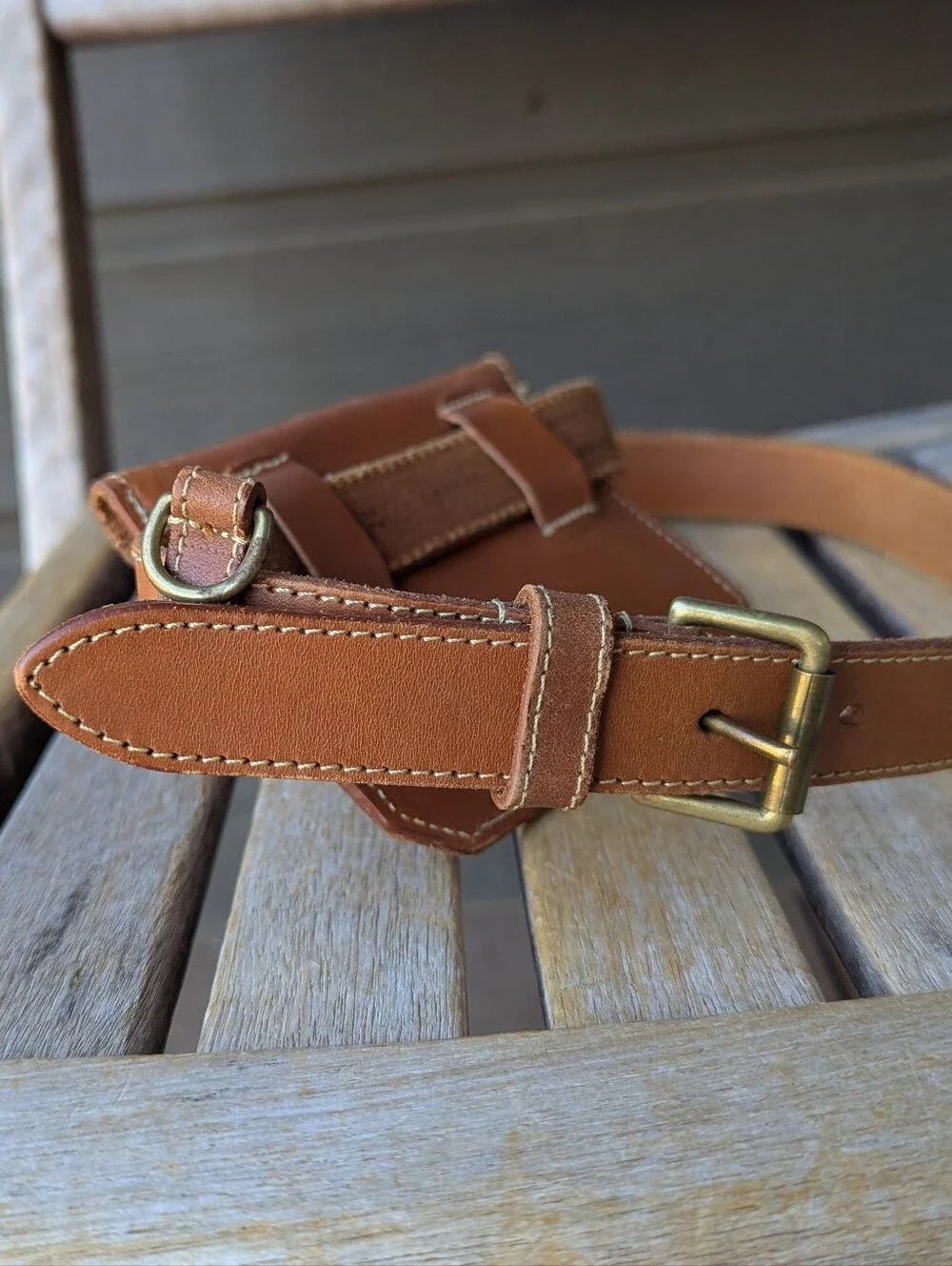 VTG 80s Banana Republic English Saddle Hide Leather Money Belt Size 32